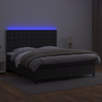 Εικόνα της Κρεβάτι Boxspring με Στρώμα & LED Μαύρο 180x200 εκ. Συνθ. Δέρμα Hobbo