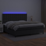 Εικόνα της Κρεβάτι Boxspring με Στρώμα & LED Μαύρο 200x200 εκ. Συνθ. Δέρμα Hobbo