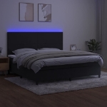 Εικόνα της Κρεβάτι Boxspring με Στρώμα & LED Μαύρο 200x200 εκ. Βελούδινο Hobbo