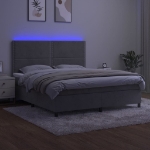 Εικόνα της Κρεβάτι Boxspring με Στρώμα & LED Αν.Γκρι 180x200 εκ. Βελούδινο Hobbo