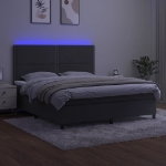 Εικόνα της Κρεβάτι Boxspring με Στρώμα & LED Σκ. Γκρι 180x200εκ. Βελούδινο Hobbo