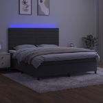 Εικόνα της Κρεβάτι Boxspring με Στρώμα & LED Σκ. Γκρι 180x200εκ. Βελούδινο Hobbo