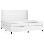 Εικόνα της Κρεβάτι Boxspring με Στρώμα & LED Λευκό 200x200 εκ. Συνθ. Δέρμα Hobbo