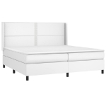 Εικόνα της Κρεβάτι Boxspring με Στρώμα & LED Λευκό 200x200 εκ. Συνθ. Δέρμα Hobbo