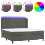 Εικόνα της Κρεβάτι Boxspring με Στρώμα & LED Σκ. Γκρι 180x200εκ. Βελούδινο Hobbo