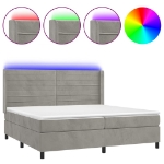 Εικόνα της Κρεβάτι Boxspring με Στρώμα & LED Αν.Γκρι 200x200 εκ. Βελούδινο Hobbo