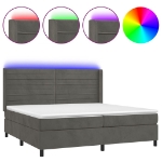 Εικόνα της Κρεβάτι Boxspring με Στρώμα & LED Σκ. Γκρι 200x200εκ. Βελούδινο Hobbo