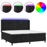 Εικόνα της Κρεβάτι Boxspring με Στρώμα & LED Μαύρο 200x200 εκ. Βελούδινο Hobbo