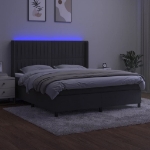 Εικόνα της Κρεβάτι Boxspring με Στρώμα & LED Σκ. Γκρι 180x200εκ. Βελούδινο Hobbo