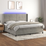 Εικόνα της Κρεβάτι Boxspring με Στρώμα & LED Αν.Γκρι 200x200 εκ. Βελούδινο Hobbo