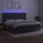 Εικόνα της Κρεβάτι Boxspring με Στρώμα & LED Σκ. Γκρι 200x200εκ. Βελούδινο Hobbo