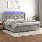 Εικόνα της Κρεβάτι Boxspring με Στρώμα & LED Αν.Γκρι 200x200 εκ. Βελούδινο Hobbo