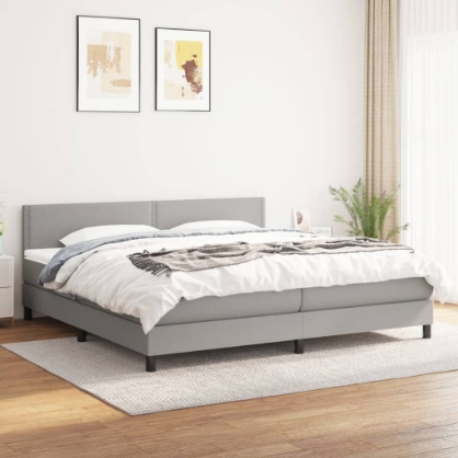 Εικόνα της Κρεβάτι Boxspring με Στρώμα Ανοιχτό Γκρι 200x200 εκ. Υφασμάτινο Hobbo