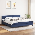 Εικόνα της Κρεβάτι Boxspring με Στρώμα Μπλε 200x200 εκ. Υφασμάτινο Hobbo