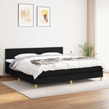 Εικόνα της Κρεβάτι Boxspring με Στρώμα Μαύρο 200x200 εκ. Υφασμάτινο Hobbo