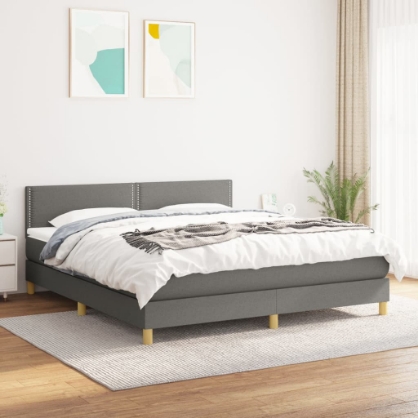 Εικόνα της Κρεβάτι Boxspring με Στρώμα Σκούρο Γκρι 180x200 εκ Υφασμάτιν Hobbo