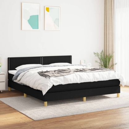 Εικόνα της Κρεβάτι Boxspring με Στρώμα Μαύρο 180x200 εκ. Υφασμάτινο Hobbo