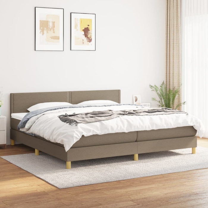 Εικόνα της Κρεβάτι Boxspring με Στρώμα Taupe 200x200 εκ. Υφασμάτινο Hobbo