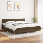 Εικόνα της Κρεβάτι Boxspring με Στρώμα Σκούρο Καφέ 200x200 εκ. Υφασμάτινο Hobbo