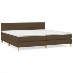 Εικόνα της Κρεβάτι Boxspring με Στρώμα Σκούρο Καφέ 200x200 εκ. Υφασμάτινο Hobbo