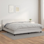 Εικόνα της Κρεβάτι Boxspring με Στρώμα Λευκό 200x200 εκ. Συνθετικό Δέρμα Hobbo