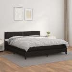 Εικόνα της Κρεβάτι Boxspring με Στρώμα Μαύρο 180x200εκ.από Συνθετικό Δέρμα Hobbo