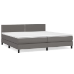 Εικόνα της Κρεβάτι Boxspring με Στρώμα Γκρι 200x200 εκ. Συνθετικό Δέρμα Hobbo