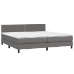 Εικόνα της Κρεβάτι Boxspring με Στρώμα Γκρι 200x200 εκ. Συνθετικό Δέρμα Hobbo