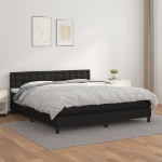 Εικόνα της Κρεβάτι Boxspring με Στρώμα Μαύρο 180x200εκ.από Συνθετικό Δέρμα Hobbo