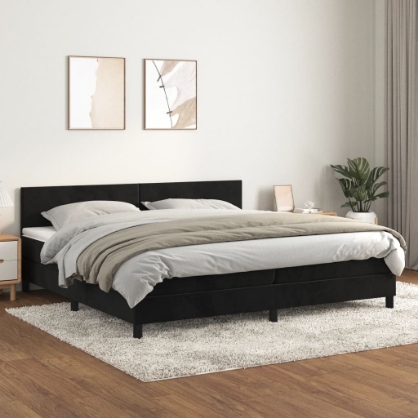 Εικόνα της Κρεβάτι Boxspring με Στρώμα Μαύρο 200x200 εκ. Βελούδινο Hobbo