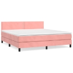 Εικόνα της Κρεβάτι Boxspring με Στρώμα Ροζ 180x200 εκ. Βελούδινο Hobbo