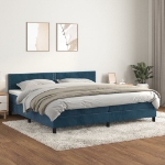 Εικόνα της Κρεβάτι Boxspring με Στρώμα Σκούρο Μπλε 200x200 εκ. Βελούδινο Hobbo