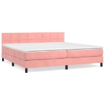 Εικόνα της Κρεβάτι Boxspring με Στρώμα Ροζ 200x200 εκ. Βελούδινο Hobbo