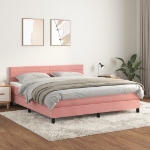 Εικόνα της Κρεβάτι Boxspring με Στρώμα Ροζ 180x200 εκ. Βελούδινο Hobbo