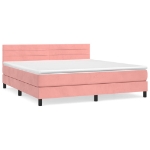 Εικόνα της Κρεβάτι Boxspring με Στρώμα Ροζ 180x200 εκ. Βελούδινο Hobbo