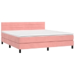 Εικόνα της Κρεβάτι Boxspring με Στρώμα Ροζ 180x200 εκ. Βελούδινο Hobbo