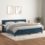 Εικόνα της Κρεβάτι Boxspring με Στρώμα Σκούρο Μπλε 200x200 εκ. Βελούδινο Hobbo