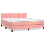 Εικόνα της Κρεβάτι Boxspring με Στρώμα Ροζ 180x200 εκ. Βελούδινο Hobbo