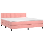 Εικόνα της Κρεβάτι Boxspring με Στρώμα Ροζ 180x200 εκ. Βελούδινο Hobbo