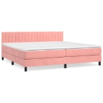 Εικόνα της Κρεβάτι Boxspring με Στρώμα Ροζ 200x200 εκ. Βελούδινο Hobbo