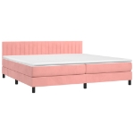 Εικόνα της Κρεβάτι Boxspring με Στρώμα Ροζ 200x200 εκ. Βελούδινο Hobbo