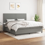 Εικόνα της Κρεβάτι Boxspring με Στρώμα Σκούρο Γκρι 200x200 εκ. Υφασμάτινο Hobbo