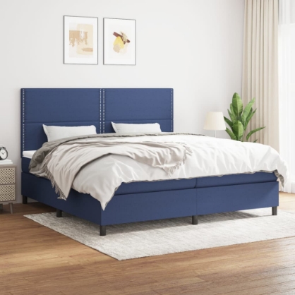 Εικόνα της Κρεβάτι Boxspring με Στρώμα Μπλε 200x200 εκ. Υφασμάτινο Hobbo