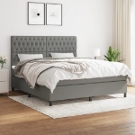 Εικόνα της Κρεβάτι Boxspring με Στρώμα Σκούρο Γκρι 180x200 εκ Υφασμάτιν Hobbo