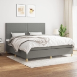 Εικόνα της Κρεβάτι Boxspring με Στρώμα Σκούρο Γκρι 200x200 εκ. Υφασμάτινο Hobbo