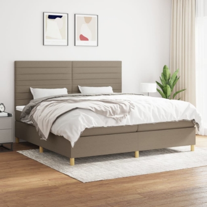 Εικόνα της Κρεβάτι Boxspring με Στρώμα Taupe 200x200 εκ. Υφασμάτινο Hobbo