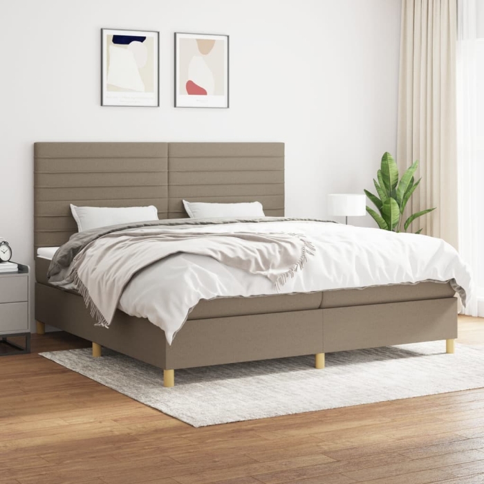 Εικόνα της Κρεβάτι Boxspring με Στρώμα Taupe 200x200 εκ. Υφασμάτινο Hobbo