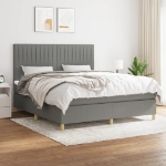 Εικόνα της Κρεβάτι Boxspring με Στρώμα Σκούρο Γκρι 180x200 εκ Υφασμάτιν Hobbo