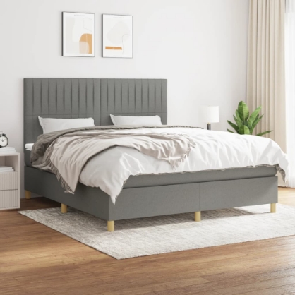 Εικόνα της Κρεβάτι Boxspring με Στρώμα Σκούρο Γκρι 180x200 εκ Υφασμάτιν Hobbo