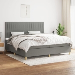 Εικόνα της Κρεβάτι Boxspring με Στρώμα Σκούρο Γκρι 200x200 εκ. Υφασμάτινο Hobbo